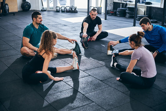 Athletes stretching feet
